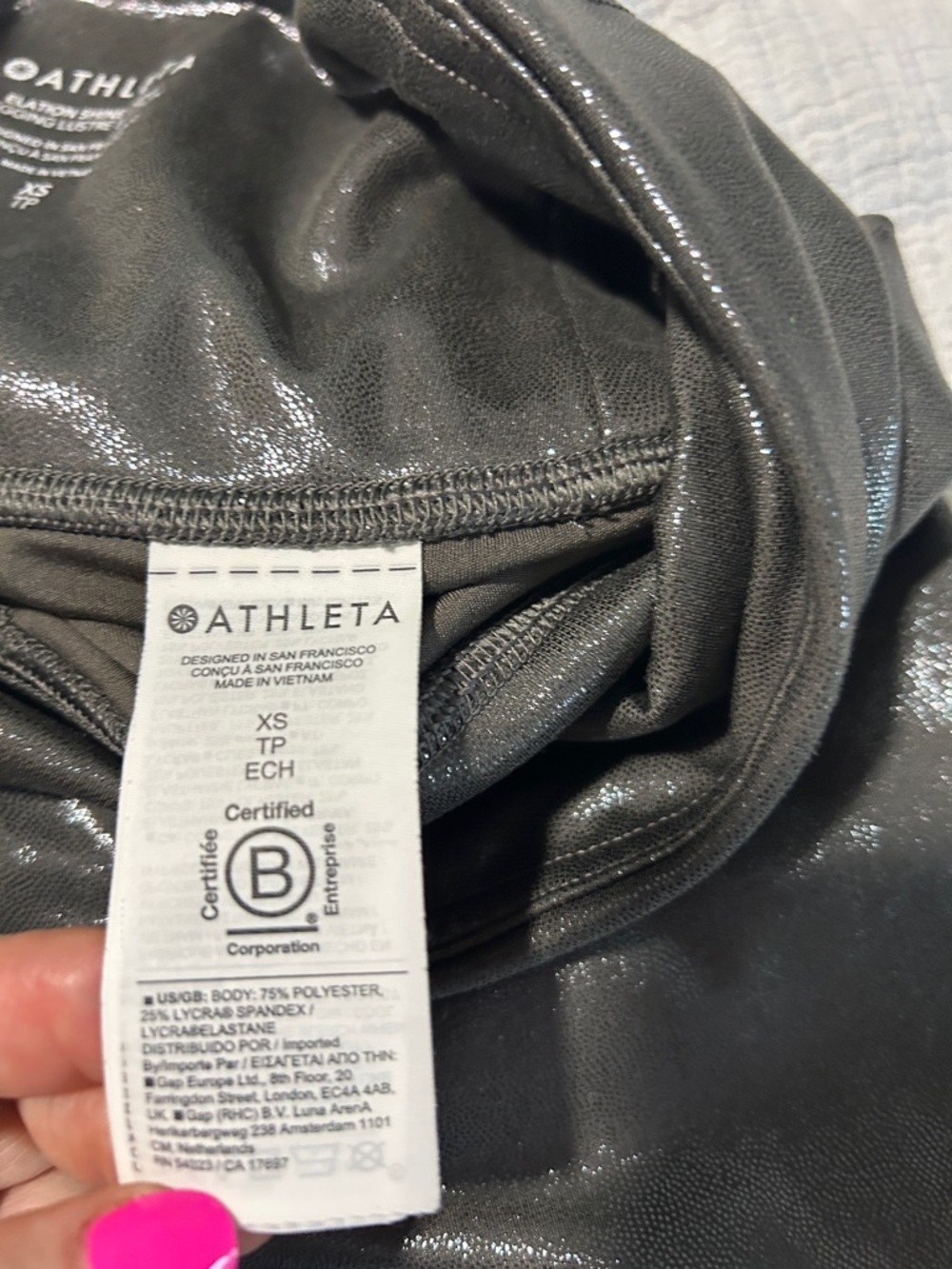 Athleta Metallic Silver 7/8 High-Waist Leggings. Athletic. Workout. Yoga. - Picture 4 of 9
